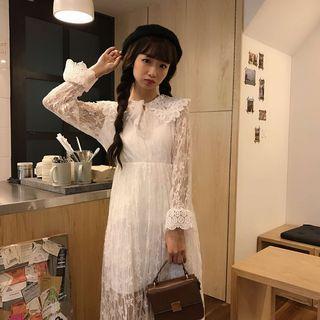 Long-sleeve Collar Lace Dress