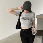 Short-sleeve Lettering T-shirt / Straight-leg Jeans