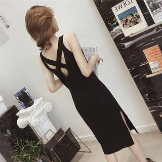 Cut-out Back Midi Knit Tank Dress