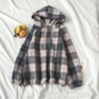 Zipper Plaid Hoodie