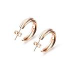 Simple And Fashion Rose Plated Gold Geometric Round 316l Stainless Steel Stud Earrings Rose Gold - One Size