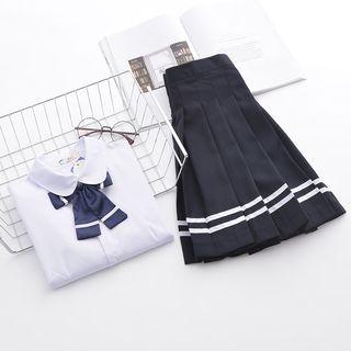 Set: Long-sleeve Shirt + Pleated Skirt