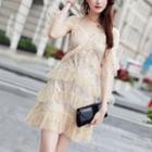 Glittered Star Long-sleeve A-line Dress