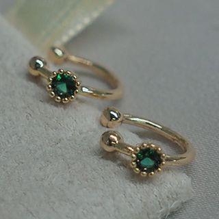 Gemstone Ear Cuff 1 Pair - Gold & Blue - One Size