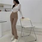 Bell-sleeve Crop Top / Striped Straight-fit Pants