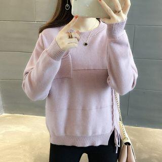 Tie-hem Crew-neck Sweater