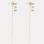 Faux Pearl Bar Dangle Earring 1 Pair - Gold - One Size