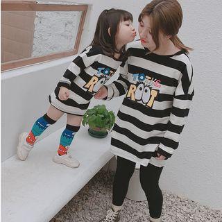 Family Matching Lettering Striped Long T-shirt