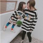 Family Matching Lettering Striped Long T-shirt