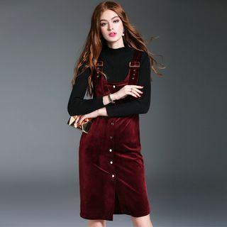 Buckled Buttoned Jumper Dress