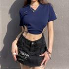 Lettering Polo Crop Top