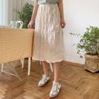 Waistband Crinkled Midi Skirt Brown - One Size