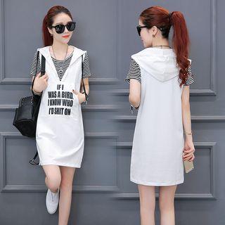 Set: Striped T-shirt + Hooded Dress