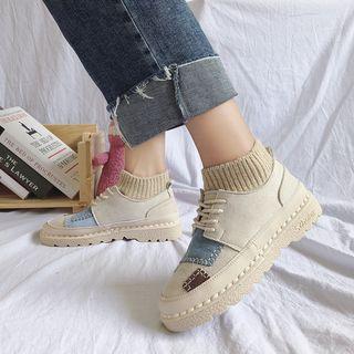 Knit Panel Canvas Sneakers