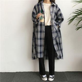 Check Loose-fit Long Shirtjacket