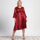 3/4-sleeve Lace-cuff A-line Dress