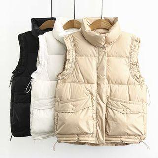 Sleeveless Mock-neck Padded Coat