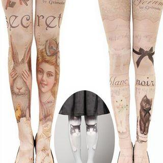 Butterfly Print Sheer Tights