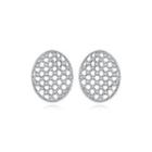 Simple Temperament Geometric Hollow Oval Stud Earrings With Cubic Zirconia Silver - One Size