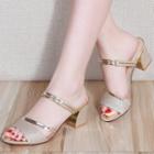 Low-heel Glitter Sandals