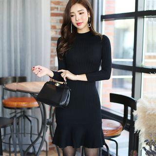 Long-sleeve Knit Mermaid Sheath Dress