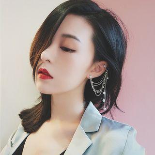 Faux Pearl Ear Cuff Chain Earring 1 Pair - As Shown In Figure - One Size