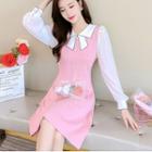 Bow-accent Mock Two-piece Dress