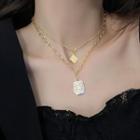 Letter M Pendant Alloy Necklace Gold - One Size