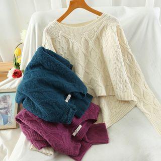 Round Neck Plain Knit Cropped Top