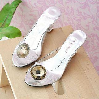 Pvc Wedge-heel Slide Sandals