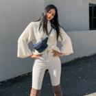 Mock-neck Bell-sleeve Furry Top