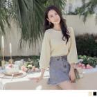 3/4-sleeve Round Neck Lace Top