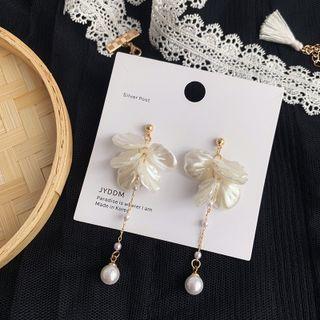 Petal Shell Faux Pearl Dangle Earring