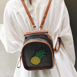 Pineapple Applique Straw Backpack