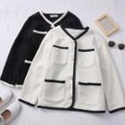 Contrasted Woven Crop Jacket