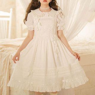 Lace Trim Bow A-line Lolita Jumper Skirt
