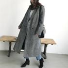 Double-breasted Chevron Wool Blend Long Coat