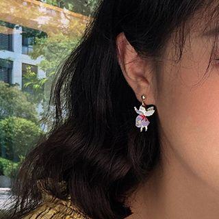 Non-matching Angel Dangle Earring 1 Pair -silver Steel - Multicolour - One Size