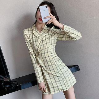 Plaid Mini A-line Coat Dress
