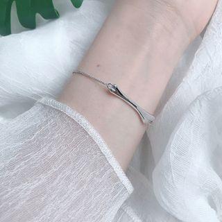 925 Sterling Silver Bone Bracelet Silver - One Size