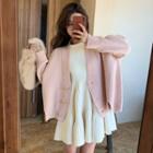 Rib-knit Mini Dress/ Loose-fit Knit Cardigan