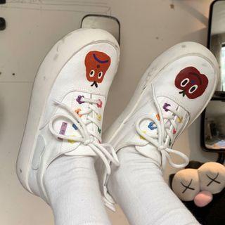 Cartoon Print Platform Lace Up Shoes