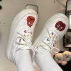Cartoon Print Platform Lace Up Shoes