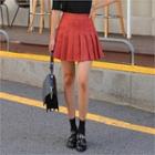 Inset Shorts Accordion-pleat Miniskirt