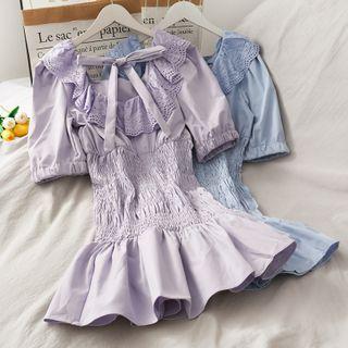 Collared Smocked Mini Dress