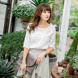 Tassel Trim 3/4 Sleeve Top