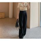 Short-sleeve Button Top / Wide Leg Pants / Set