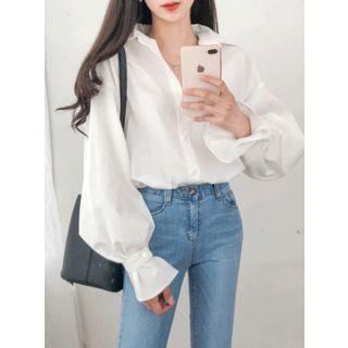 Balloon-sleeve Blouse Ivory - One Size