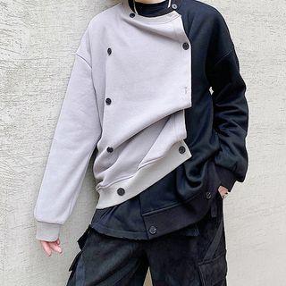 Color-block Double-breasted Pullover