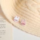 Rabbit Asymmetrical Alloy Earring 1 Pair - S925 Silver - White & Pink - One Size
